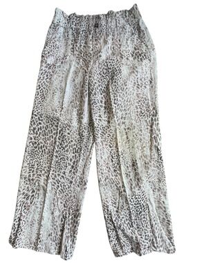 Rewash Beige Leopard Print Wide-Leg Pants Sz Large